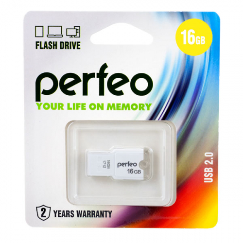 Флэш-диск USB Perfeo16 GB M01 white