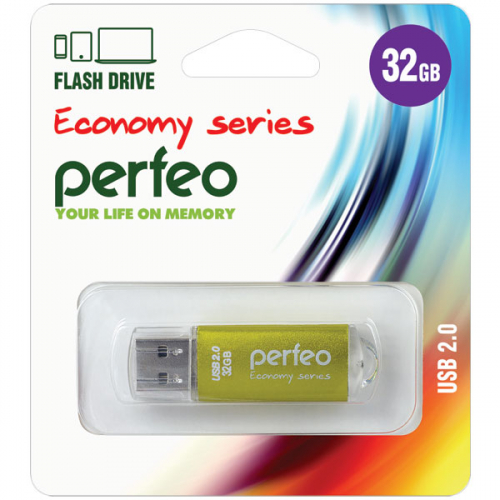 Флэш-диск USB Perfeo 32 GB E01 gold
