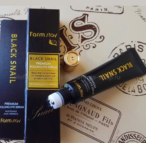 Сыворотка-роллер с муцином черной улитки для век FARMSTAY Black Snail Premium Rolling Eye Serum