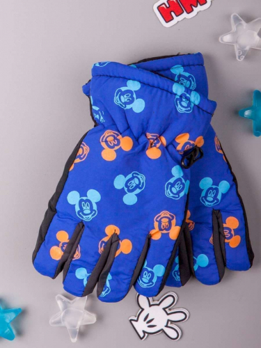 Перчатки-дутики зимние детские, цветные мышки, синий