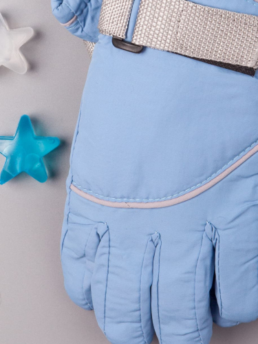 Перчатки-дутики зимние детские, ремешок на липучке, голубой