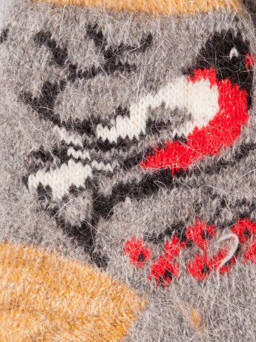 Носки вязаные детские пуховые, снегирь, серо-коричневый (козий пух)