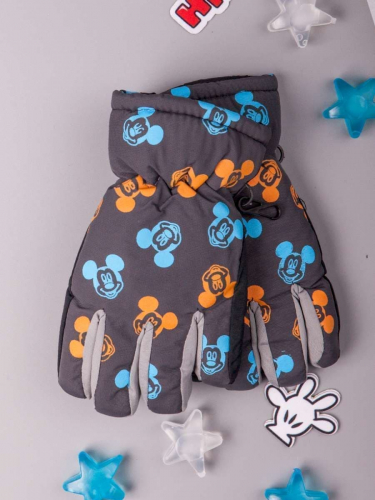 Перчатки-дутики зимние детские, цветные мышки, серый