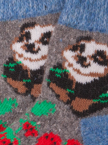 Носки детские шерстяные, панда, серо-синий