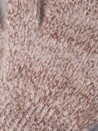 Перчатки вязаные женские пуховые, меланж коричневый (козий пух)