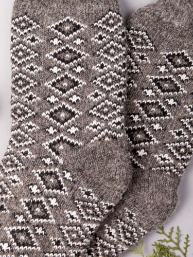 Носки шерстяные мужские, ромбики, серый (размер универсальный)