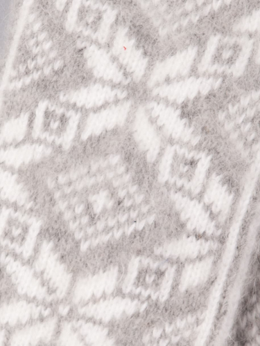 Варежки вязаные женские пуховые, снежинки, узоры, светло-серый (козий пух)