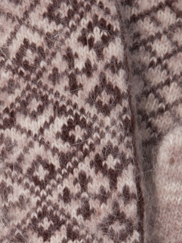 Варежки вязаные женские пуховые, ромбики, светло-коричневый (козий пух)