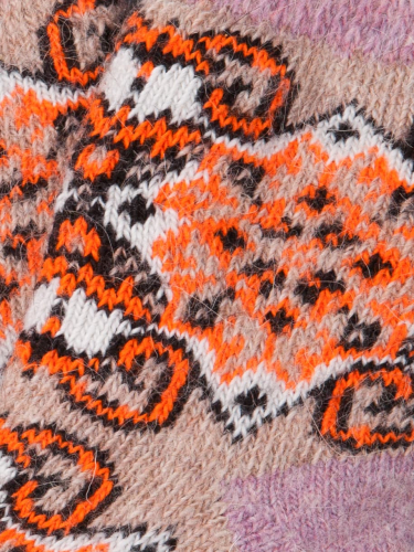 Носки шерстяные детские, оранжевые узоры, сиреневый