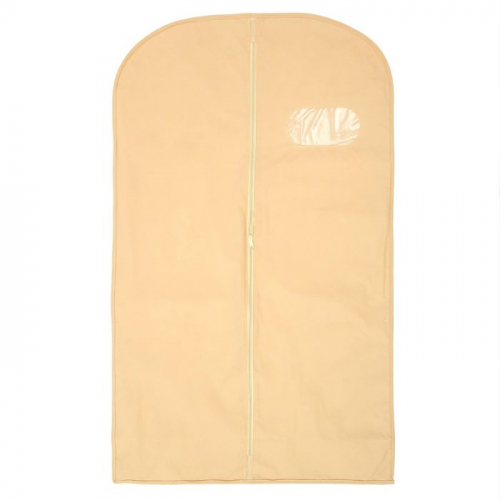 Чехол для одежды с окном 60×140 см, спанбонд, бежевый