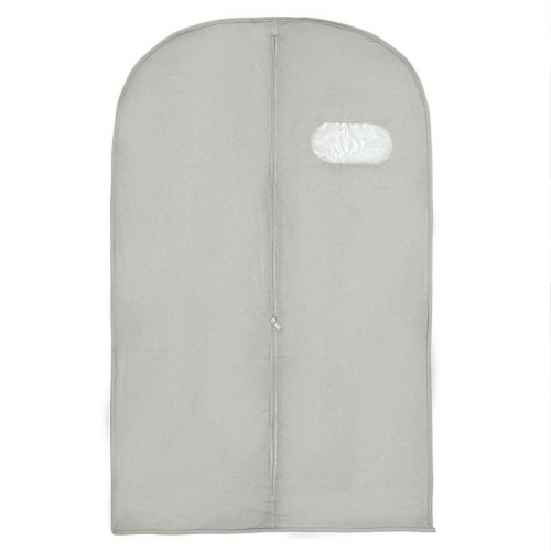 Чехол для одежды с окном 60×140 см, спанбонд, цвет серый