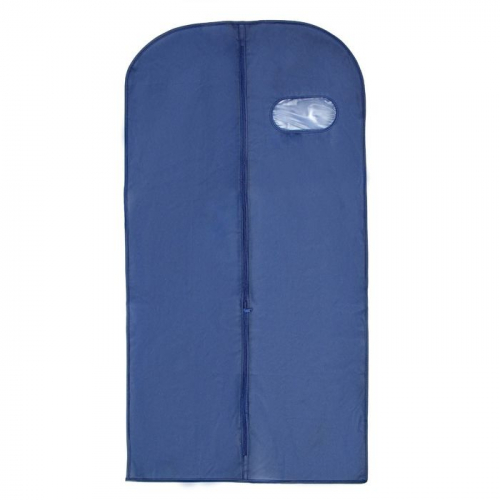 Чехол для одежды с окном 60×140 см, спанбонд, цвет синий