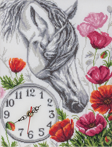 Набор для вышивания PANNA CH-1434 ( Ч-1434 ) Часы. Лошадь в маках
