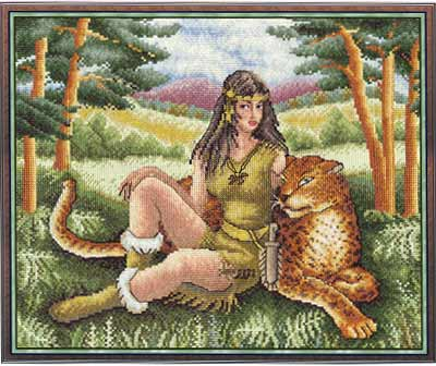 Набор для вышивания PANNA F-0748 ( Ф-0748 ) Девушка с леопардом