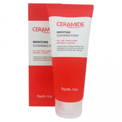 Пенка для умывания с керамидами FARMSTAY Ceramide Moisture Cleansing Foam  180мл