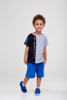 102-013-02-192 Комплект для мальчика (футболка, шорты) UMKA,серый/синий