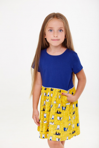 208-059-00-192 Платье детское UMKA, Синий/желтый