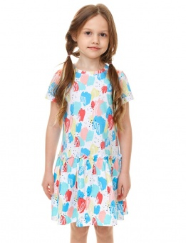 208-067-01-201 Платье детское,белый, красный, голубой, желтый