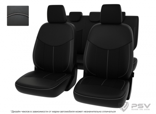 Чехлы Nissan Teana III 2014-> черный/отстрочка белая, экокожа 