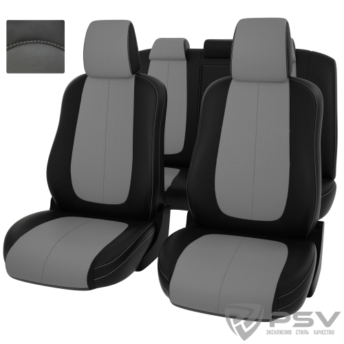 Чехлы Mazda 6 III 2012-> черно-серая экокожа 
