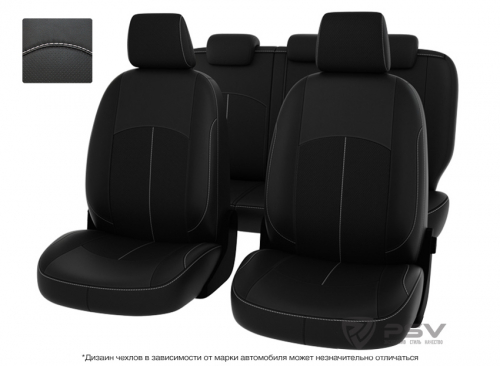 Чехлы Mazda 3 III 2013-2019 г. - Sd черный/отстрочка белая, экокожа 