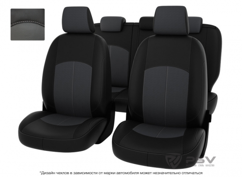 Чехлы Mazda 3 III 2013-2019 г. - Hb черно-серая экокожа 