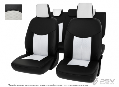 Чехлы Nissan Sentra VII 2012-2017 г. - черно-белая экокожа 