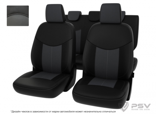 Чехлы Nissan Sentra VII 2012-2017 г. - черно-серая экокожа 
