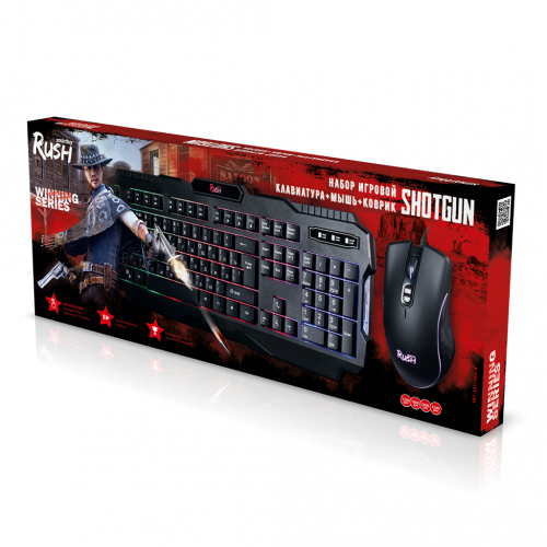 Игровой комплект Smartbuy Rush Shotgun SBC-307728G-K черный мышь+клавиатура+ковер.