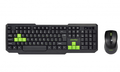 Беспроводной комплект клавиатура+мышь SmartBuy 230346AG-KN черный-зеленый