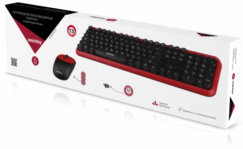 Беспроводной комплект клавиатура+мышь SmartBuy 620382AG черно-красный
