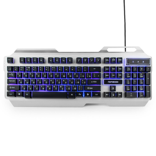 Игровой комплект клавиатура+мышь Гарнизон GKS-510G, металл, подсветка, черный/серый, антифантомные