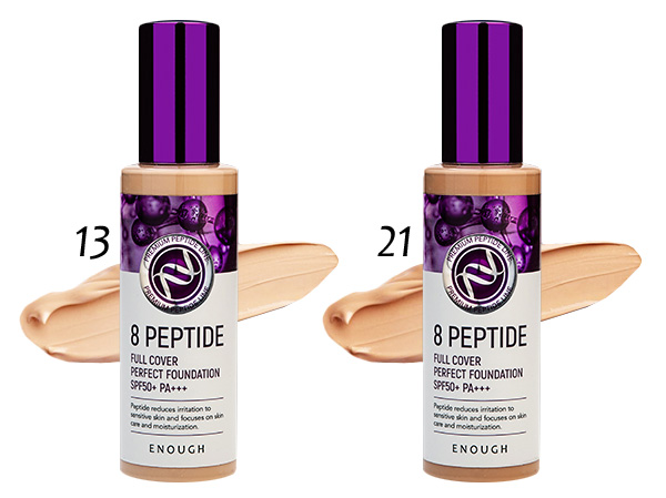 до 12.25 Тональная осова с компексом пептидов enough 8 peptide full cover perfect foundation 100мл