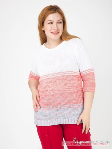 Пуловер Klingel 176149, белый, коралловый, полоска (44)