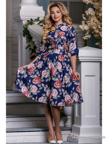 Платье Seventeen 2619, темно-синий с цветочным принтом (L)