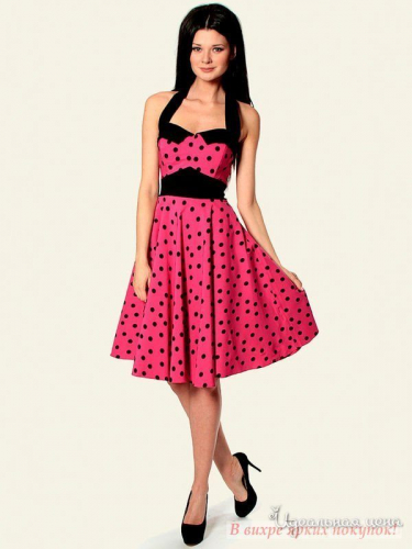 Платье Diva 4331, розовый в черный горох (M)