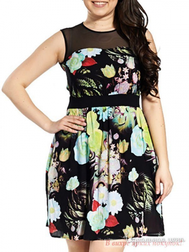 Платье Amarti 1003181, Цветы зеленые-черный (48)