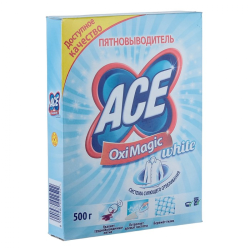 Пятновыводитель Ace Oxi Magic White, 500 г   4308367