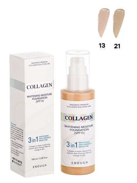 ENOUGH COLLAGEN 3 in 1 WHITENING MOISTURE FOUNDATION SPF15 #13 Тональный крем для лица осветляющий 100мл