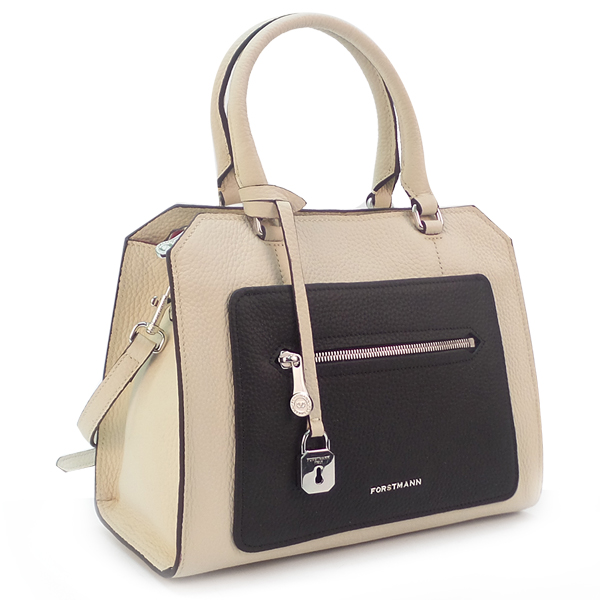 СКИДКА. Женская сумка BA Forstmann. Кожа. F-P 107 beige/black