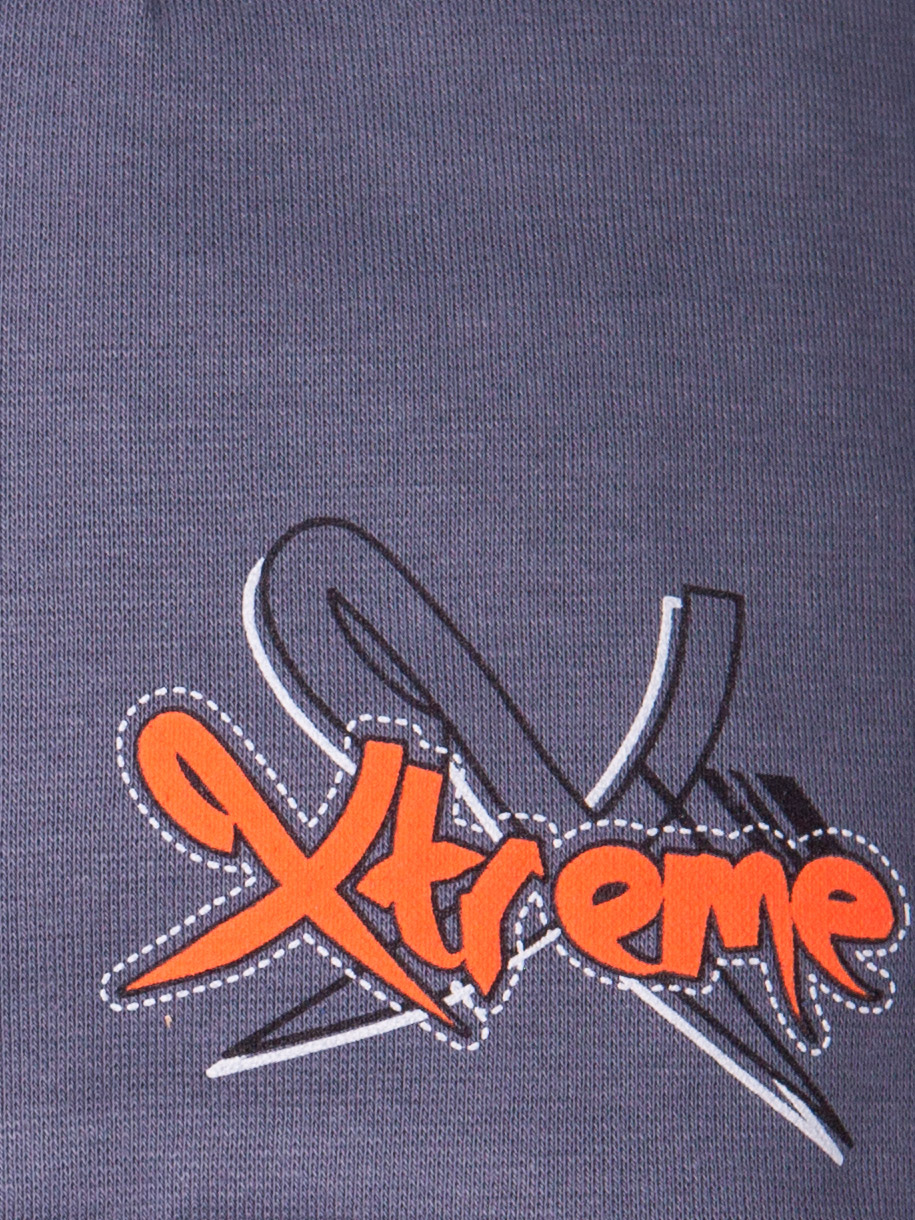Шапка трикотажная для мальчика формы лопата, с надписью xtreme + снуд, серый