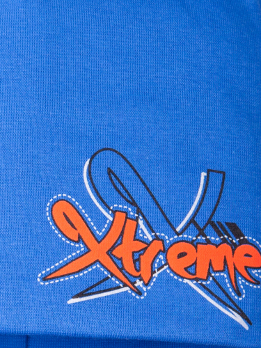Шапка трикотажная для мальчика формы лопата, с надписью xtreme + снуд, темно-голубой