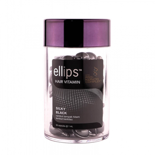 Ellips PRO-KERATIN COMPLEX Silky Black, банка 50 капсул — для темных волос