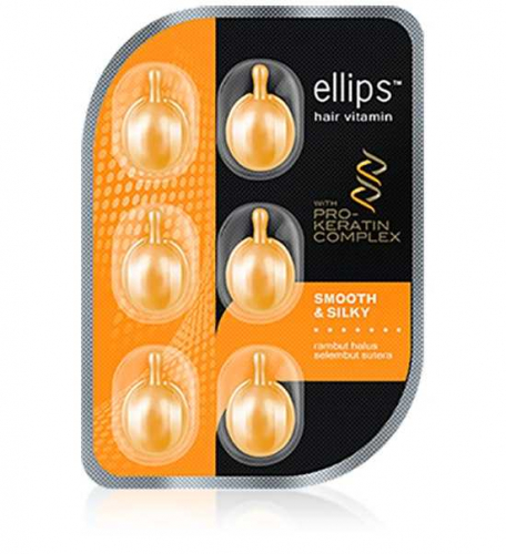 Ellips PRO-KERATIN COMPLEX Smooth & Silky, блистер 6 капсул — восстановление светлых волос