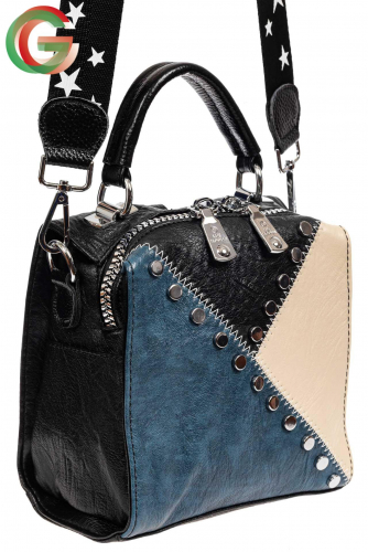 Квадратная сумка-рюкзак из искусственной кожи, цвет голубой