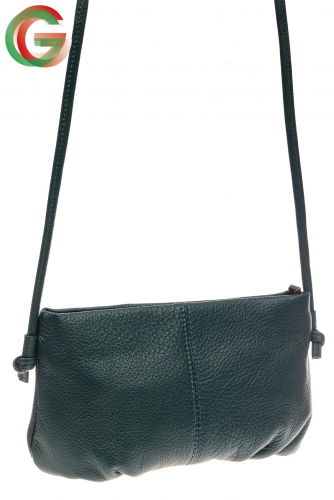 Кожаная женская сумка клатч через плечо, цвет зеленый