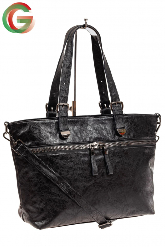 Большая сумка женская комбинированная, цвет черный