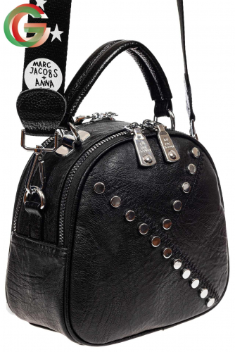 Круглая сумка-рюкзак из искусственной кожи, цвет черный