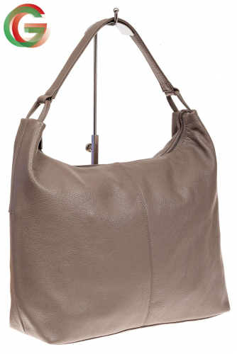 Большая женская сумка из натуральной кожи, цвет бежевый