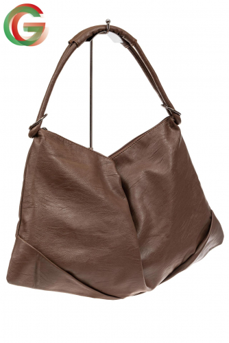 Большая женская сумка из искусственной кожи, цвет коричневый